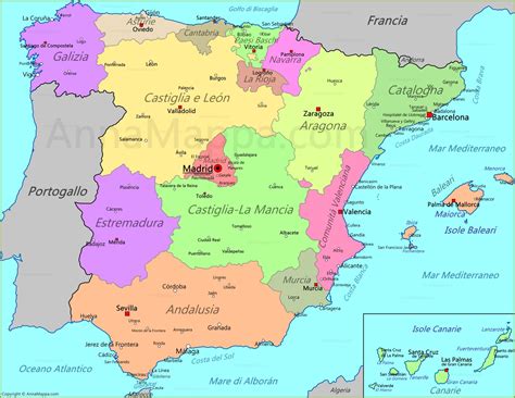 Mappa della Spagna con Burgos evidenziata