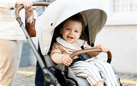 Bambino che stringe un orsacchiotto nel passeggino