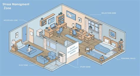 Plan of a child's room with distinct zones for play, sleep, and study