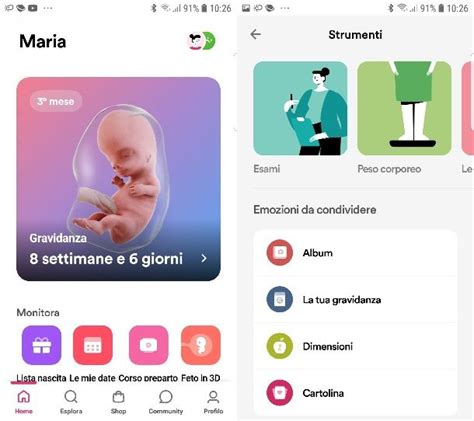 Smartphone con app per la gravidanza