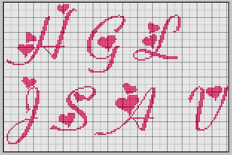 schema grafico di esempio per ricamo a punto croce con lettere e piccoli motivi decorativi