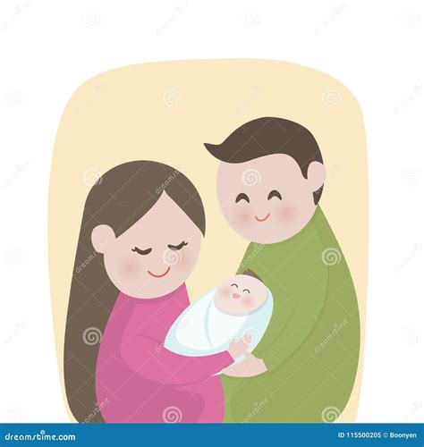 illustrazione simbolica di una famiglia e neonato