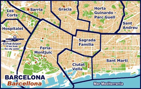 Mappa del centro di Barcellona con indicazione dei distretti sanitari