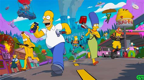 Panorama panoramico della cittadina di Springfield con i Simpson in primo piano