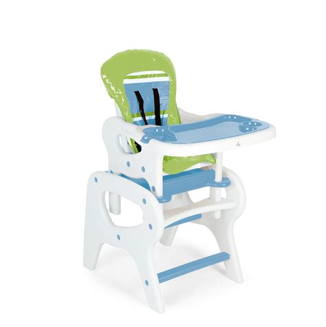 Seggiolone trasformabile in tavolo e sedia