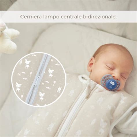 Dettaglio cerniera sacco nanna aperta per cambio pannolino
