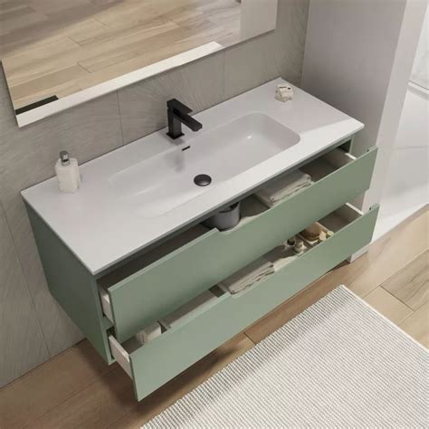Mobile bagno sospeso a profondità ridotta con specchio contenitore integrato