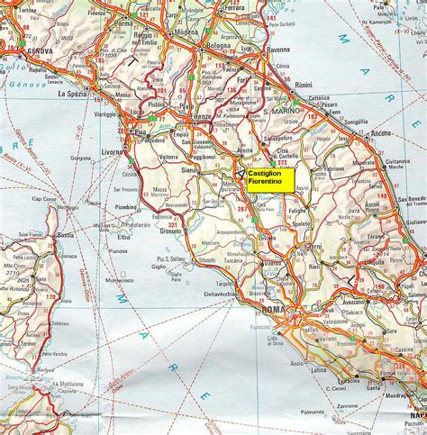 Mappa dell'Italia Centrale con indicazioni di cliniche di PMA