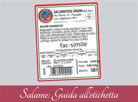 Etichetta ingredienti di un salume