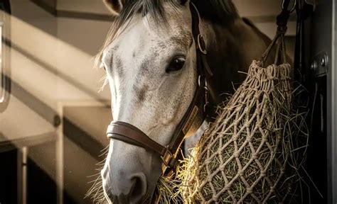 Un cavallo in un van moderno durante il trasporto, calmo e rilassato