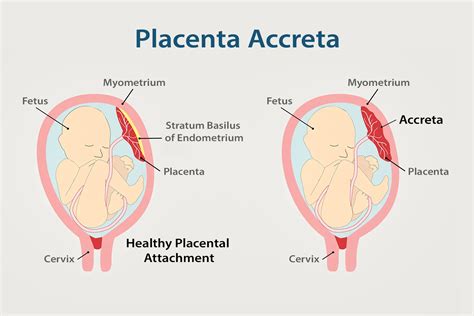 Illustrazione che mostra i diversi gradi di placenta accreta