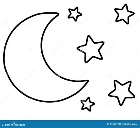 Illustrazione stilizzata di stelle cadenti e luna