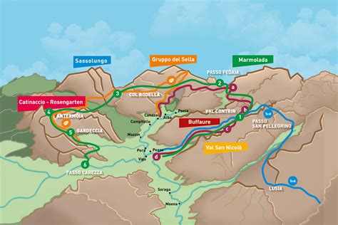 mappa sentieri della Val di Fassa adatti ai passeggini da trekking
