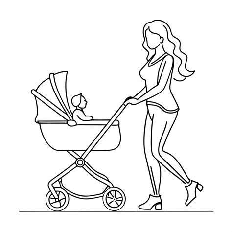 illustrazione di una giovane famiglia che sceglie un passeggino in un negozio specializzato