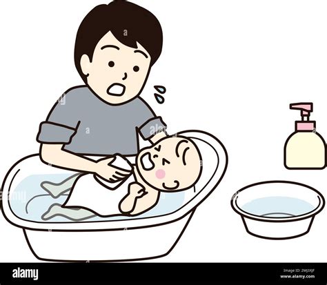 illustrazione di un bagnetto sereno e accogliente per un neonato