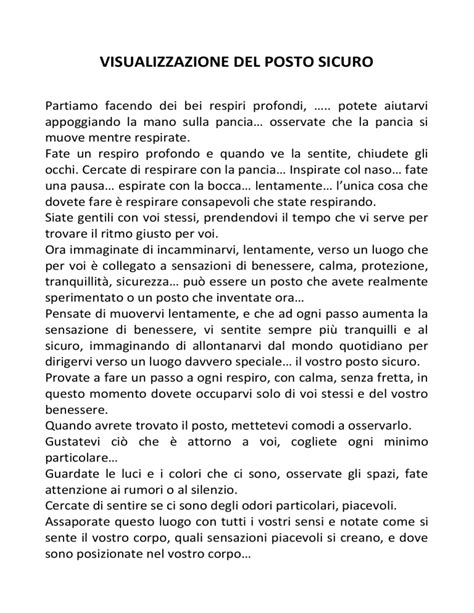 visualizzazione del posto sicuro per il rilassamento pre-parto