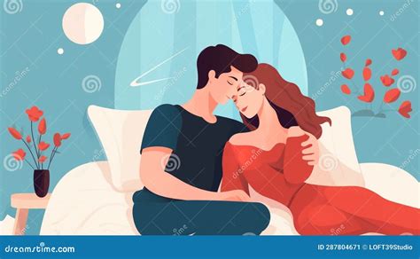 Coppia sorridente che si abbraccia in un letto