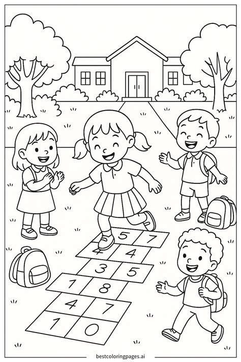 Bambini che giocano in un ambiente scolastico sereno e colorato