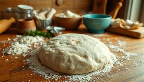 Un impasto di pizza professionale in fase di lavorazione in una cucina moderna
