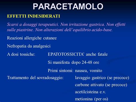 Segni di sovradosaggio da paracetamolo (nausea, vomito, pallore, dolore addominale)
