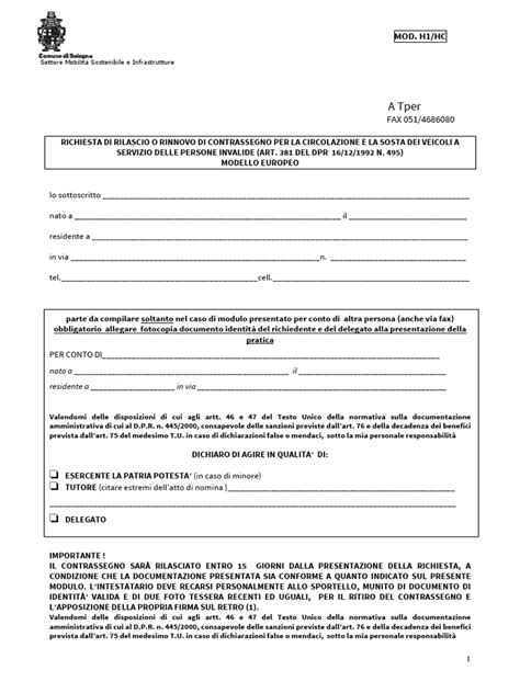 Modulo richiesta Prefettura