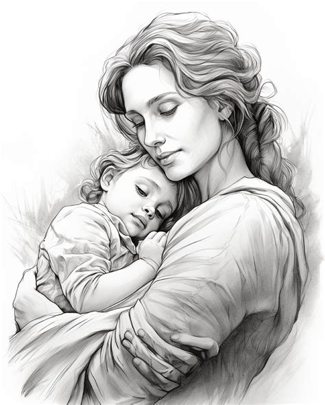 Immagine stilizzata di una madre che culla il suo bambino sotto un cielo stellato