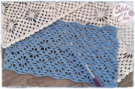 Esempio di bordura a uncinetto con motivo a rombi