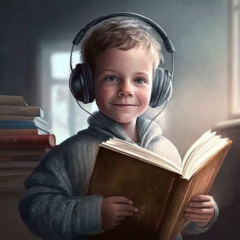 Bambino che ascolta un libro sonoro