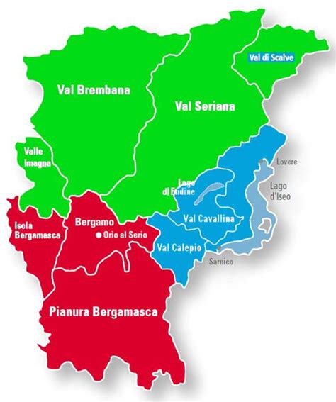 Mappa della provincia di Bergamo con evidenziate le sedi ASST