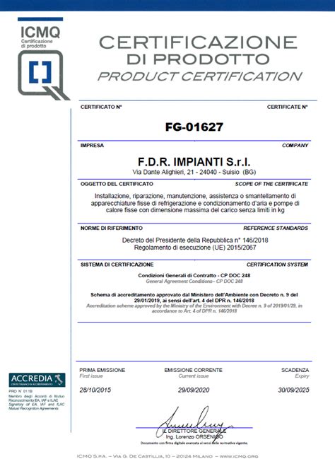 Certificazione F-Gas di un tecnico