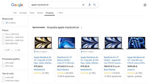 Screenshot stilizzato di un sito di comparazione prezzi
