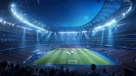 Campo da calcio con stadio pieno prima della partita di Champions League