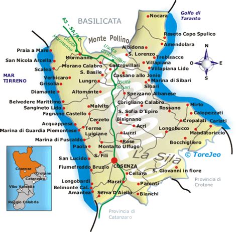 Mappa Cosenza Castrolibero percorso