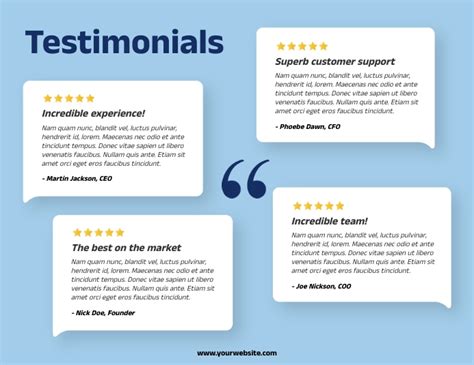 customer reviews and testimonials