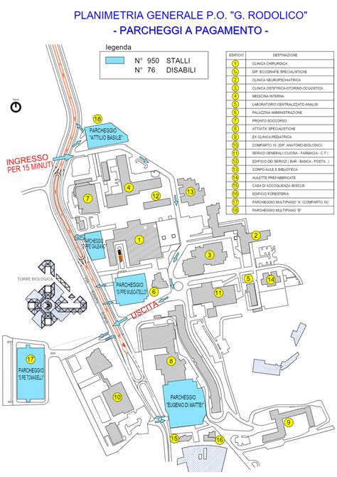 Mappa interna dell'Ospedale Cannizzaro (ipotetica)