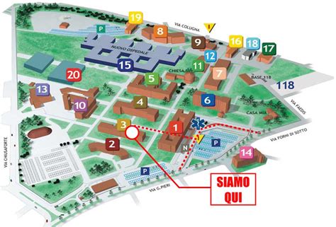 Mappa dell'Ospedale Santa Maria della Misericordia di Udine