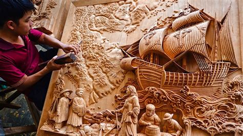 Artisan carving a wooden frame