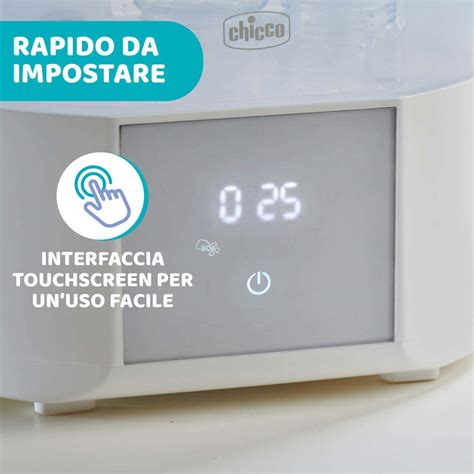 Scaldabiberon Chicco con sterilizzatore in azione