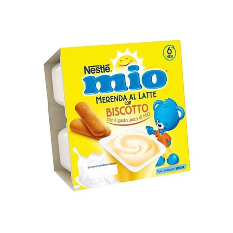 Etichetta nutrizionale Merenda Mio al latte con biscotto