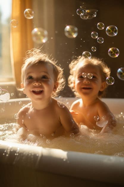 Neonati che fanno il bagno