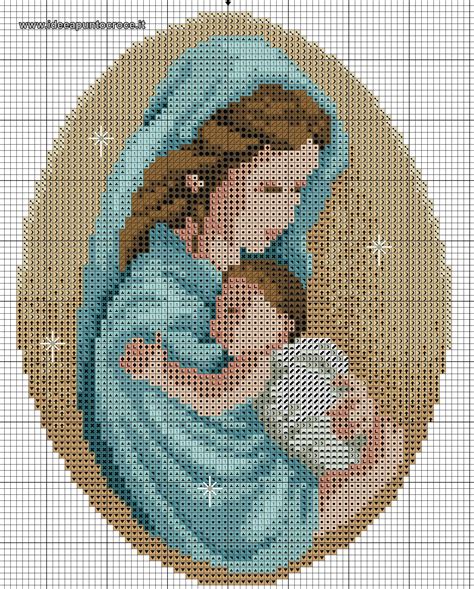 Schema punto croce Madonna e Bambino