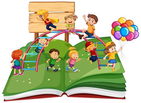 Bambini che giocano con un libro di filastrocche