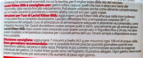 Istruzioni di preparazione latte in polvere per gattini