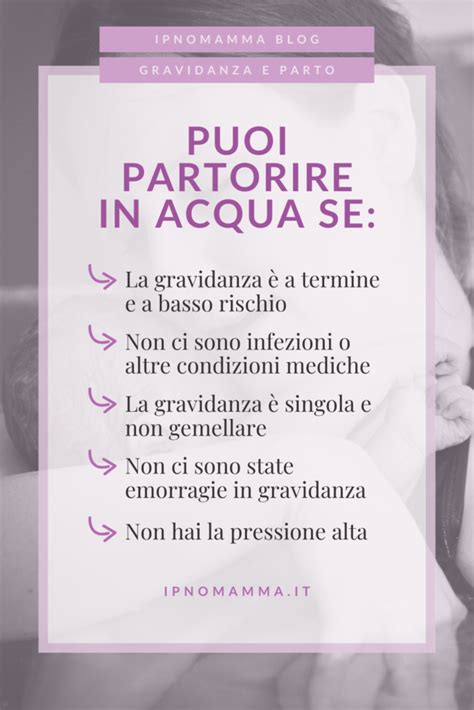 Infografica sulle condizioni che precludono il parto in acqua