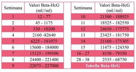 Tabella dei livelli di beta-hCG nelle prime settimane di gravidanza