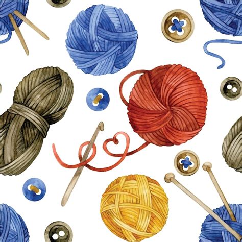 Illustrazione di strumenti per uncinetto e gomitoli di lana
