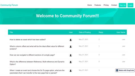 Community forum discussion interface