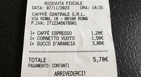 Esempio di scontrino con prodotti promozionati