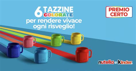 Prodotti Kinder e Nutella con tazzine promozionali colorate