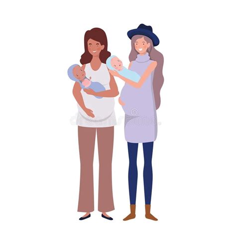 Coppia di donne che abbraccia un neonato